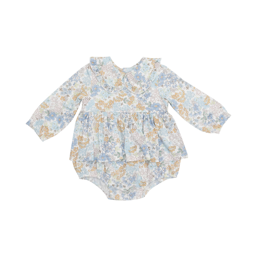 Edith's Floral - Ruffled Peter Pan Collar  Bubble With Skirt