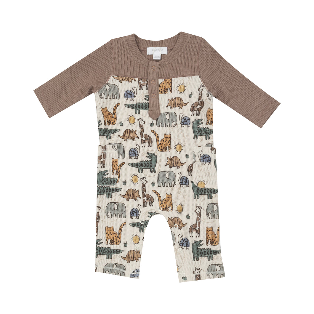 Safari Sketchbook - Romper W/  Contrast Sleeve