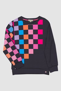 Ruby Sweatshirt - Navy Checkerboard