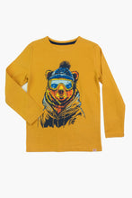 Load image into Gallery viewer, Graphic Long Sleeve Tee - Ski Bear - Beeswax