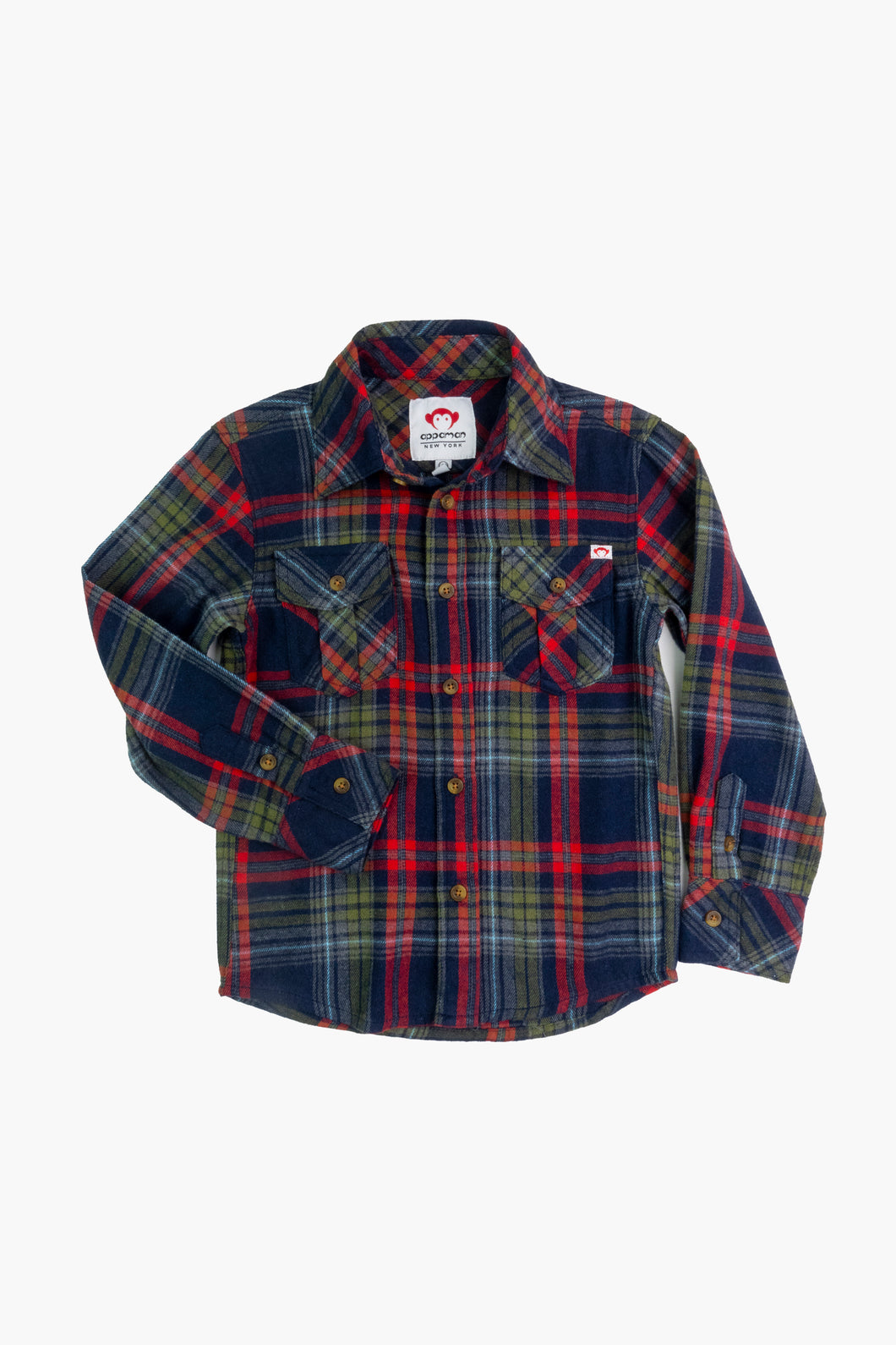 Flannel Shirt - Navy/Cranberry Plaid