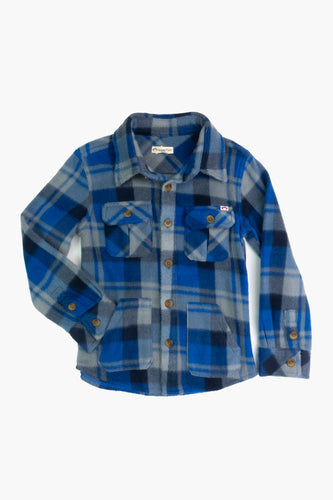 Snow Fleece Shirt - Blue/Taupe Plaid