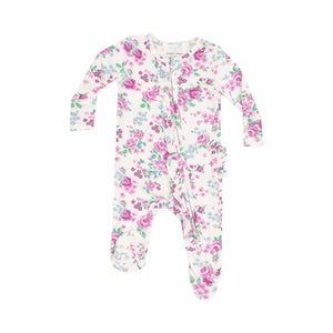 Cute Little Roses 2 Way Ruffle Zipper Footie