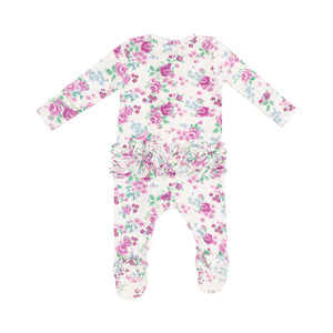 Cute Little Roses 2 Way Ruffle Zipper Footie