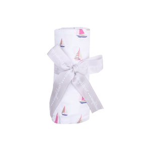 Sailboats Pink Swaddle Blanket
