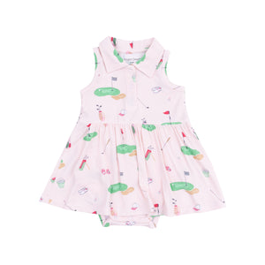 Golf Things - Pink Polo Collar Bodysuit Dress