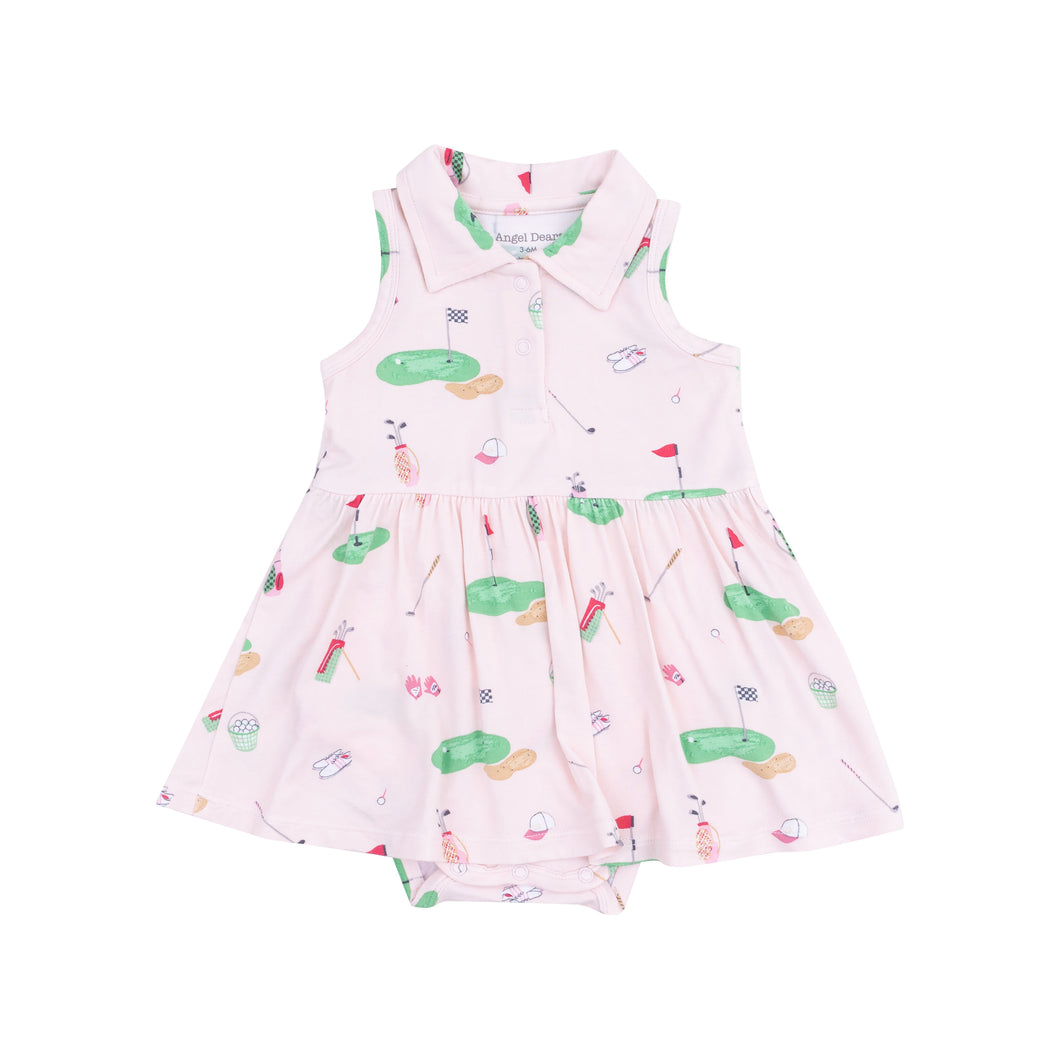 Golf Things - Pink Polo Collar Bodysuit Dress