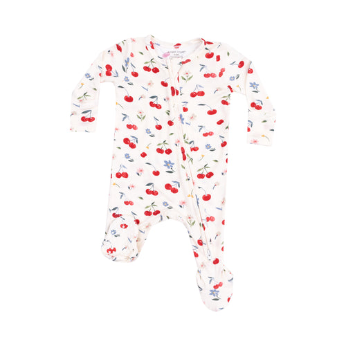 Watercolor Cherries - 2 Way Zipper Footie