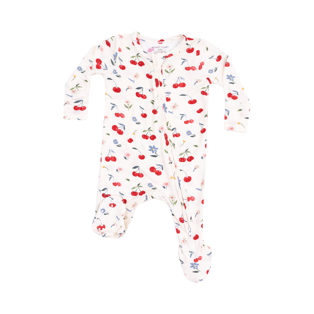 Watercolor Cherries - 2 Way Zipper Footie