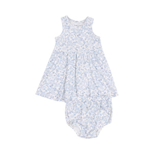 Blue Calico Floral Tank Dress And Bloomer