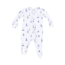 Load image into Gallery viewer, Sailboats Blue 2 Way Zipper Footie