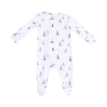 Load image into Gallery viewer, Sailboats Blue 2 Way Zipper Footie