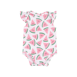 Watermelon Hearts Ruffle Sleeve Bodysuit