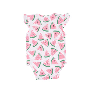 Watermelon Hearts Ruffle Sleeve Bodysuit