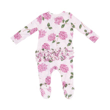 Load image into Gallery viewer, Hydrangeas 2 Way Ruffle Zipper Footie