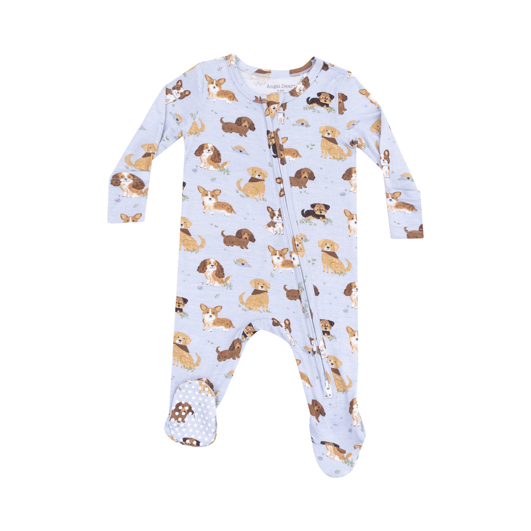 Best Friend Dogs - Blue 2 Way Zipper Footie