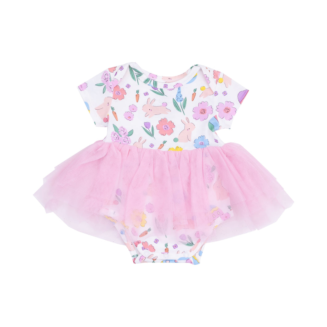 Easter Bunnies - Pink  Twirly S/S Tutu Bodysuit Dress
