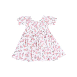 Ribbon And Flowers  Puff Sleeve Smocked  Dress And DC (Dress only)