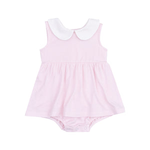 Stripe Classic Pink  Peter Pan Collar  Bubble W/ Skirt