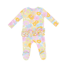 Load image into Gallery viewer, Sunny Dahlias 2 Way Ruffle Zipper Footie