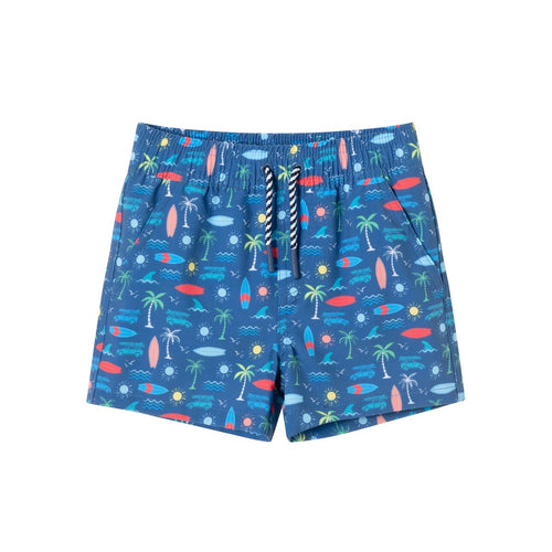 Navy Surf Icon Printed Swim Trunk