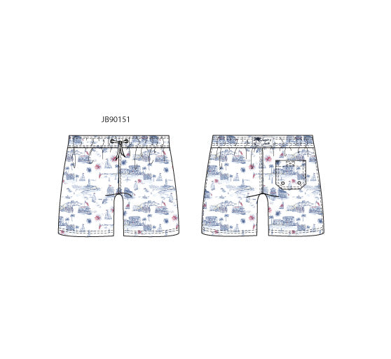 W Tr Sailboat Sceanic Toile Swim Trunk Amr