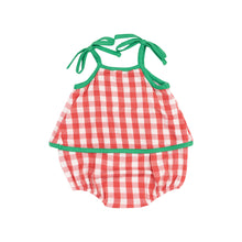Load image into Gallery viewer, Strawberry Gingham Swing Front Sunsuit With Applique