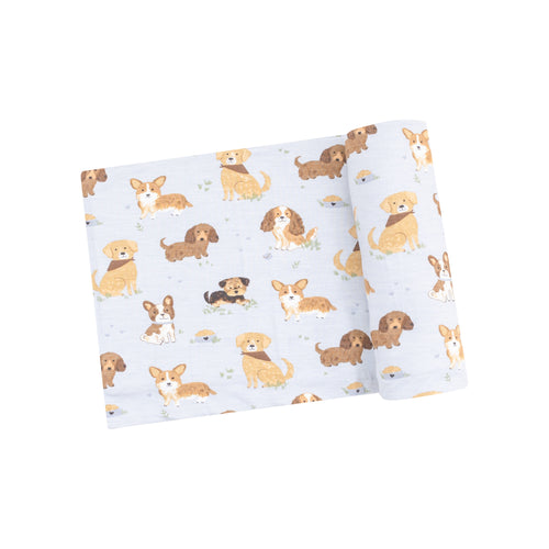 Best Friend Dogs - Blue Swaddle Blanket
