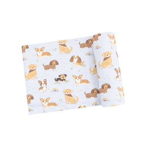 Best Friend Dogs - Blue Swaddle Blanket