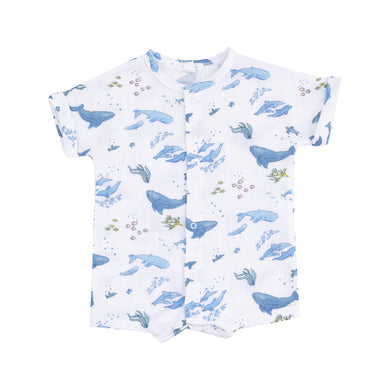 Watercolor Blue Whales Dolman Henley Shortall