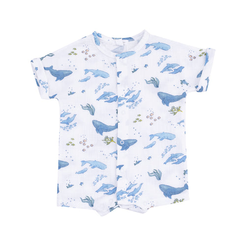 Watercolor Blue Whales Dolman Henley Shortall