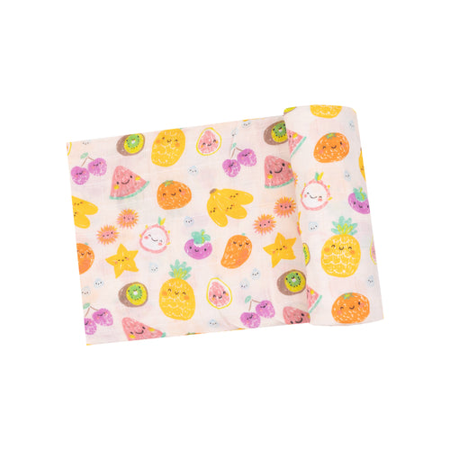 Tropical Market Fruit Swaddle Blanket