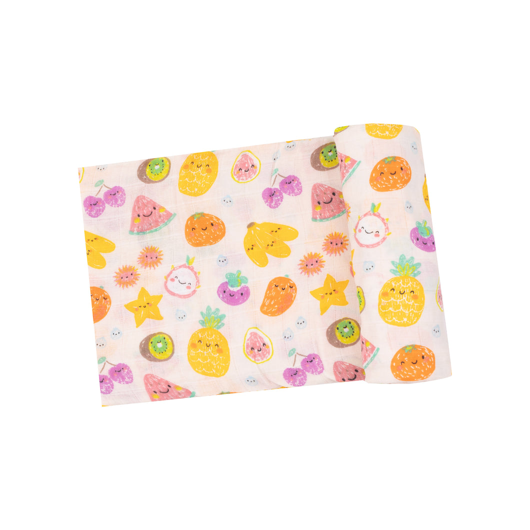 Tropical Market Fruit Swaddle Blanket