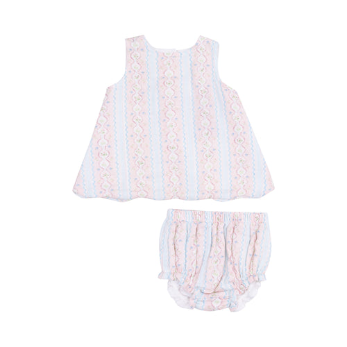 Ogee Floral Scallop Open-Back Top And Bloomer