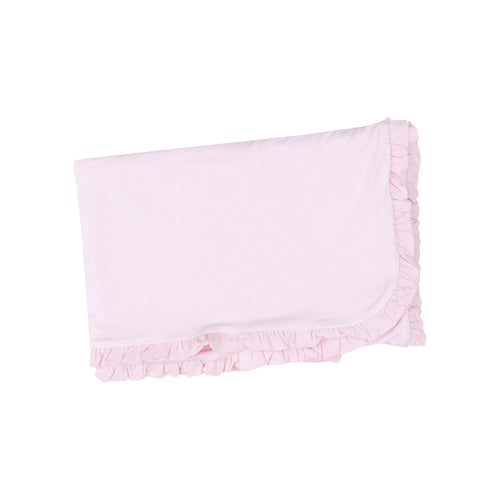 Stripe Classic Pink Ruffle Receiving Blanket