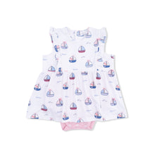 Load image into Gallery viewer, Bubbly Sailboats Pink - Ruffle Bodysuit Dress