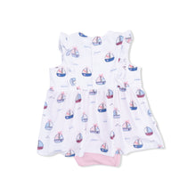 Load image into Gallery viewer, Bubbly Sailboats Pink - Ruffle Bodysuit Dress