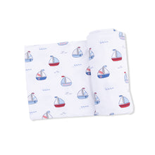 Load image into Gallery viewer, Bubbly Sailboats Blue - Swaddle Blanket