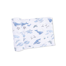 Load image into Gallery viewer, Watercolor Blue Whales - Swaddle Blanket