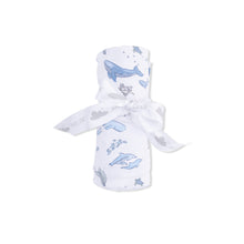 Load image into Gallery viewer, Watercolor Blue Whales - Swaddle Blanket