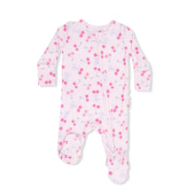 Load image into Gallery viewer, Sweet Bow Cherries - 2 Way Ruffle Back Zipper Footie