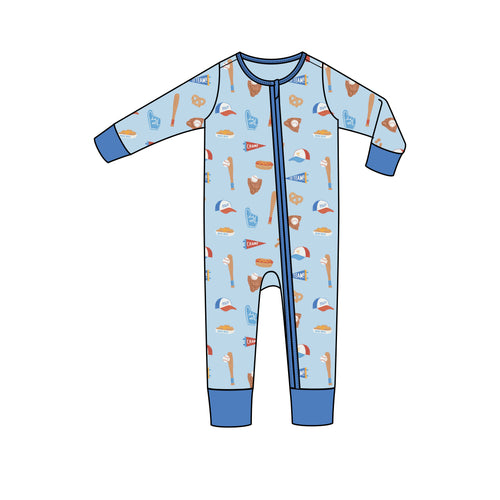 Baseball 2 Way Zipper Romper