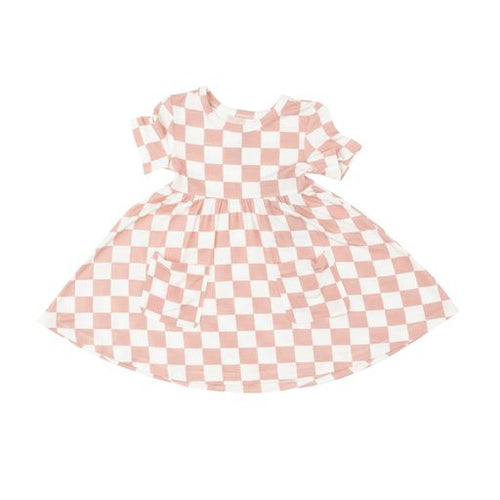 Checkerboard Pink Twirly S/s Dress