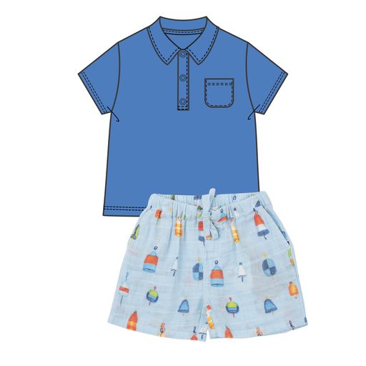 Buoys Muslin Short And Polo Shirt Set