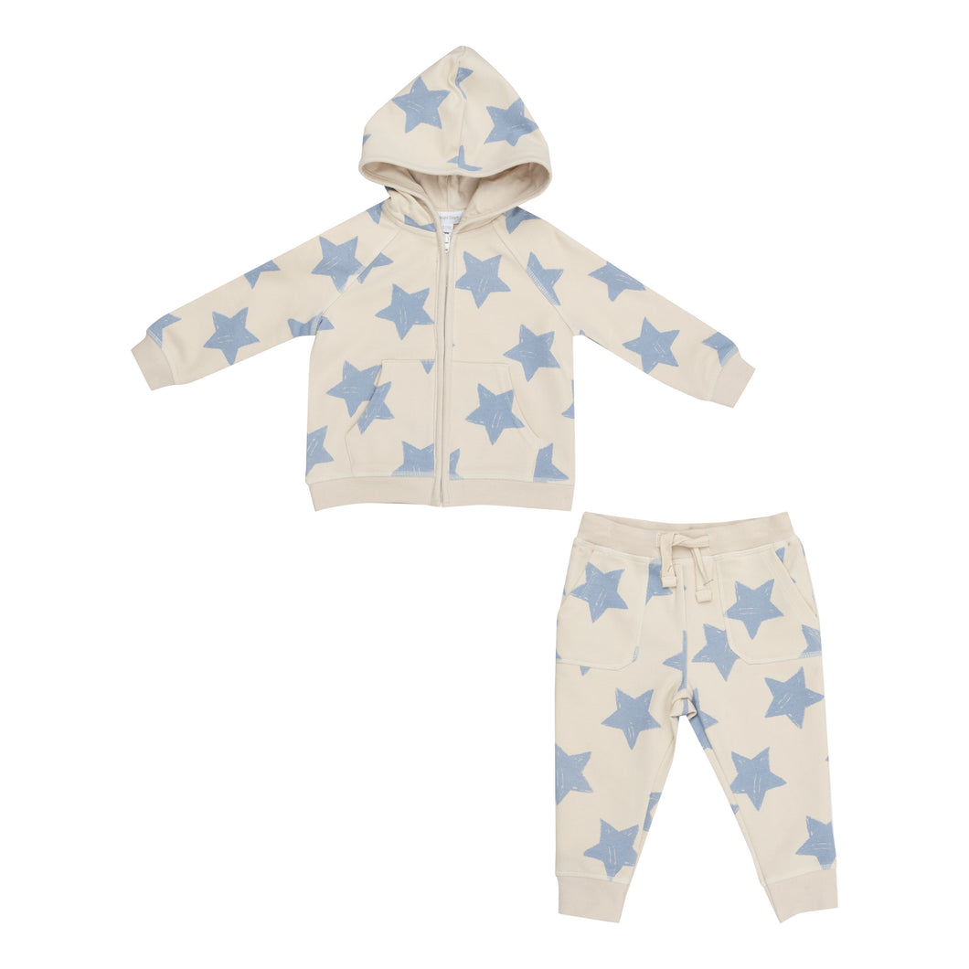 French Terry Sketchy Stars Blue -  Hoodie And Jogger