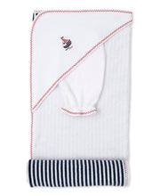 Load image into Gallery viewer, Summer Regatta Hooded Towel w/ Mitt Set - White/Navy