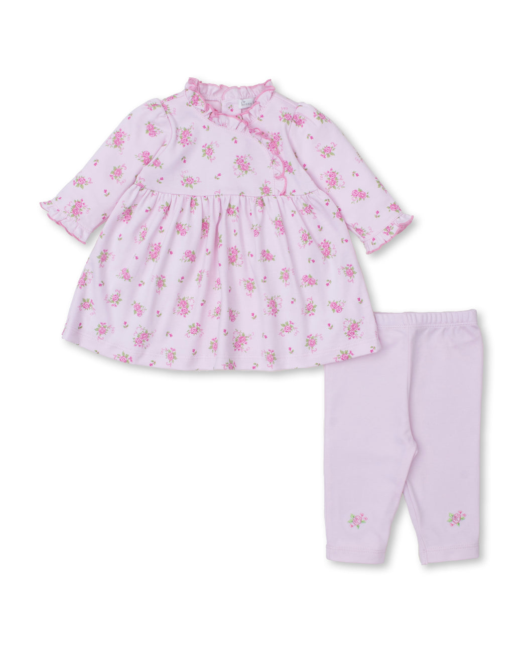 Pink Rose Scroll Dress Set Mix - Pink