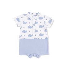 Load image into Gallery viewer, Bubbly Sailor Whales Blue - Short Playsuit