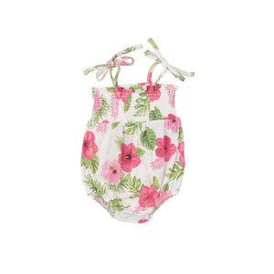 Hibiscus Tie Strap Smocked Bubble