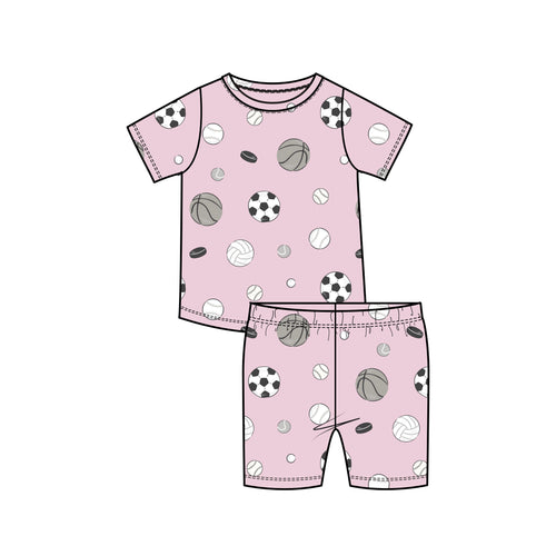 Sports Ball Pink Short Lounge Wear Set